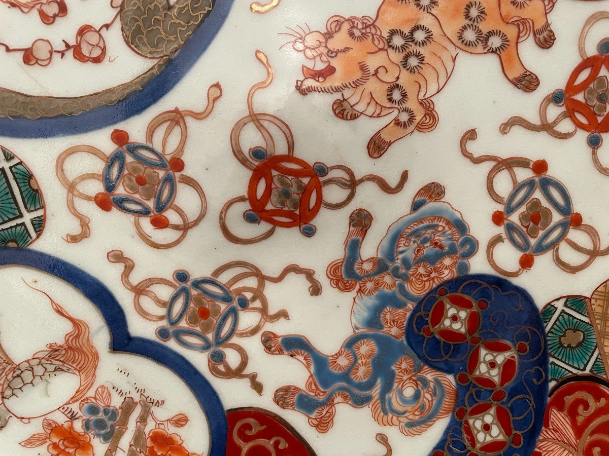 Japan Dish With Fô Dogs Imari Decor 40.5 Cm Meiji Period Late Nineteenth Century-photo-3