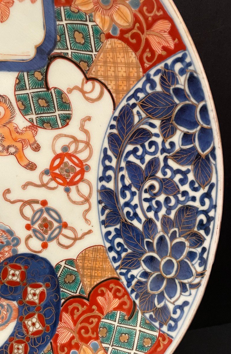 Japan Dish With Fô Dogs Imari Decor 40.5 Cm Meiji Period Late Nineteenth Century-photo-4