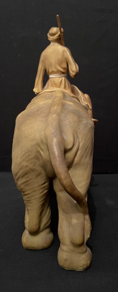 Fakir Sur Un éléphant Porcelaine Royal Dux XIXème-photo-3
