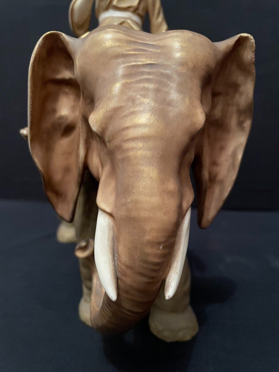 Fakir Sur Un éléphant Porcelaine Royal Dux XIXème-photo-6