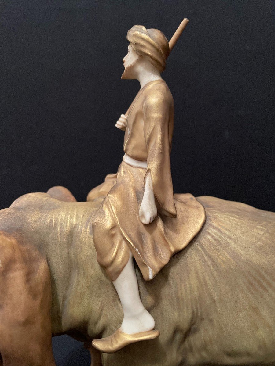 Fakir Sur Un éléphant Porcelaine Royal Dux XIXème-photo-7