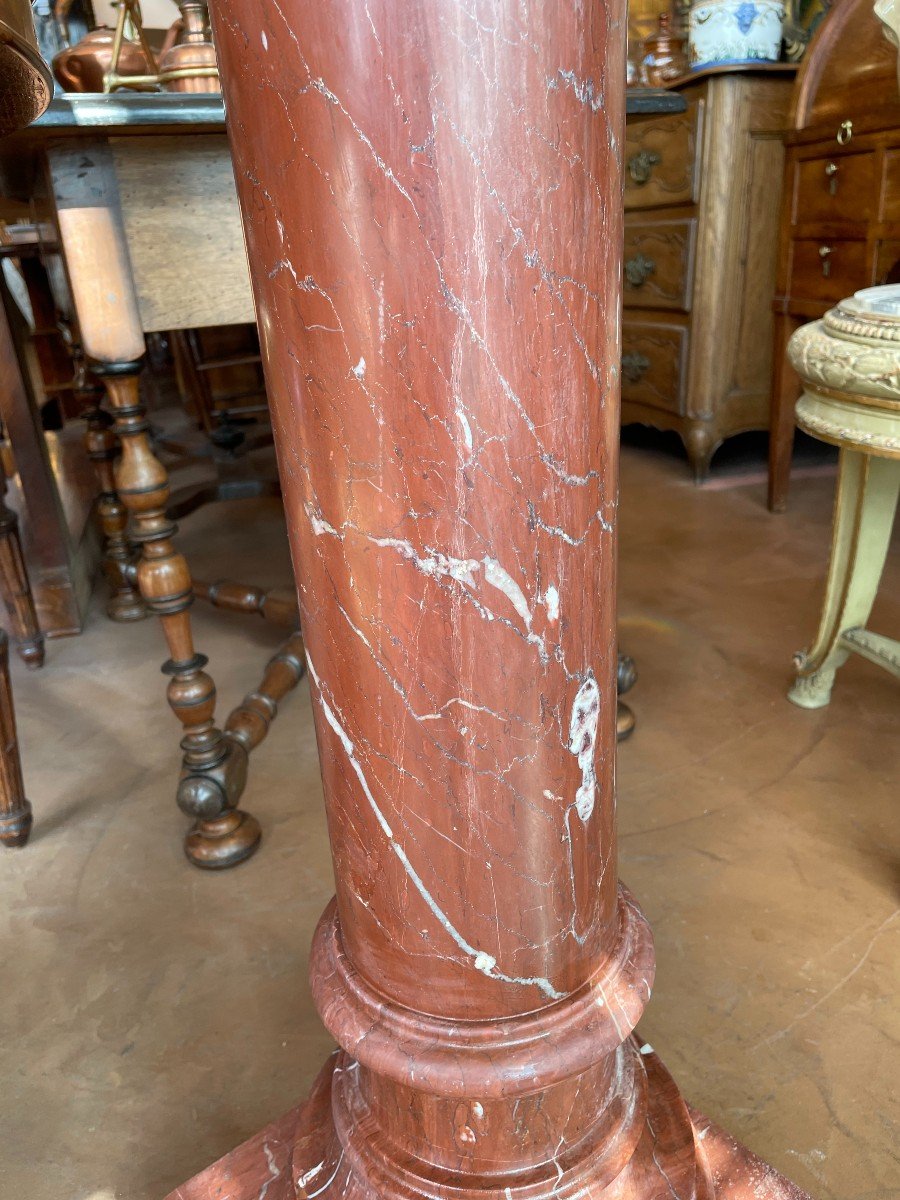Red Marble Bolster Column Napoleon III Nineteenth Century-photo-5