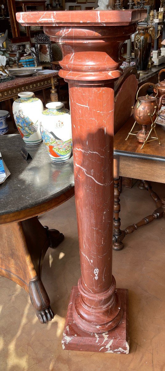 Red Marble Bolster Column Napoleon III Nineteenth Century