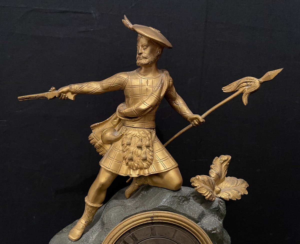 Scottish Gilt Bronze Clock In Arms Restoration Period 1830-photo-2