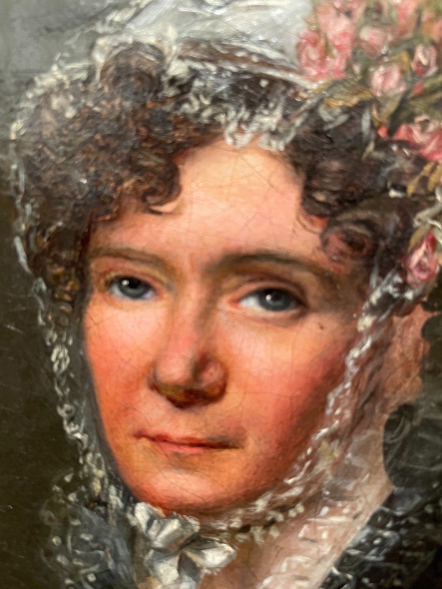 Petit Tableau Portrait De Femme Époque Empire 1819-photo-6
