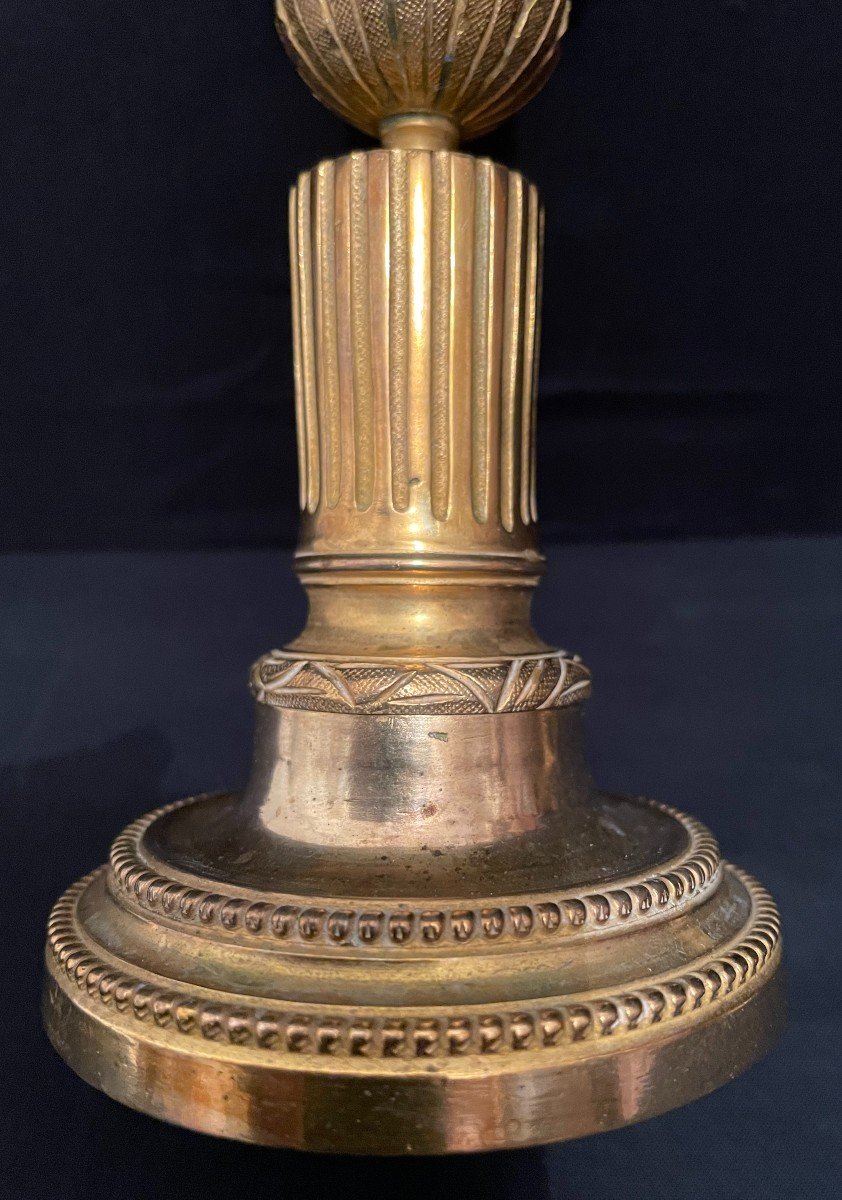 Pair Of Chiseled And Gilded Bronze Toilet Candlesticks Louis XVI-photo-1