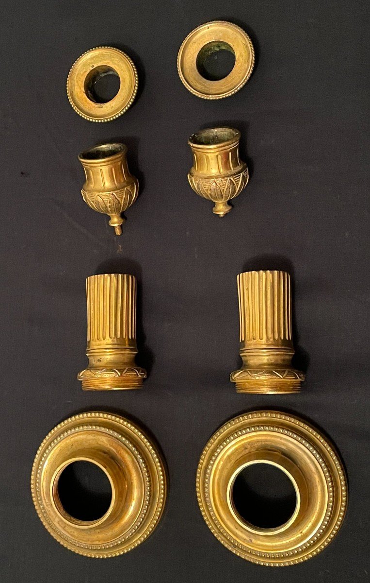 Pair Of Chiseled And Gilded Bronze Toilet Candlesticks Louis XVI-photo-8