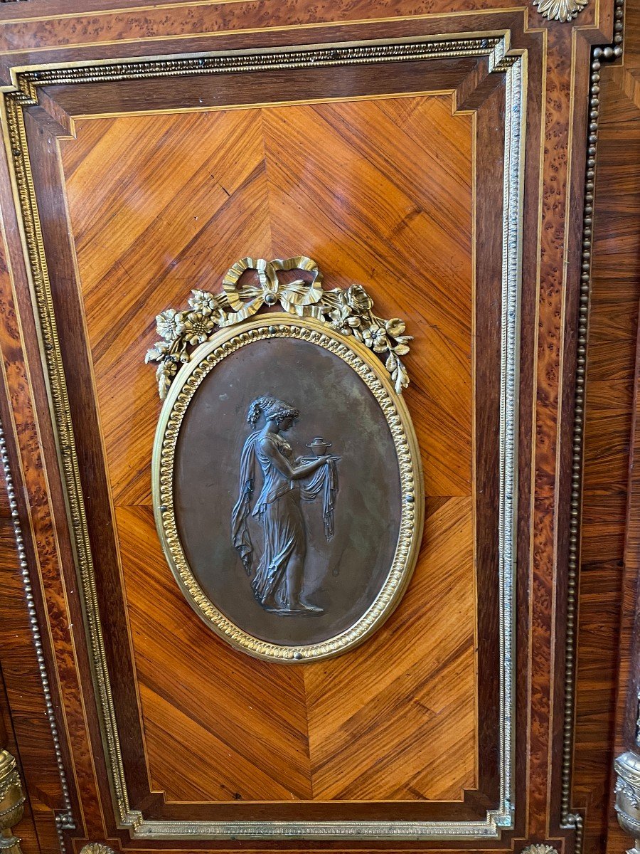Important Buffet Furniture Support Marquetry Style Louis XVI Napoleon III By Fourdinois-photo-5