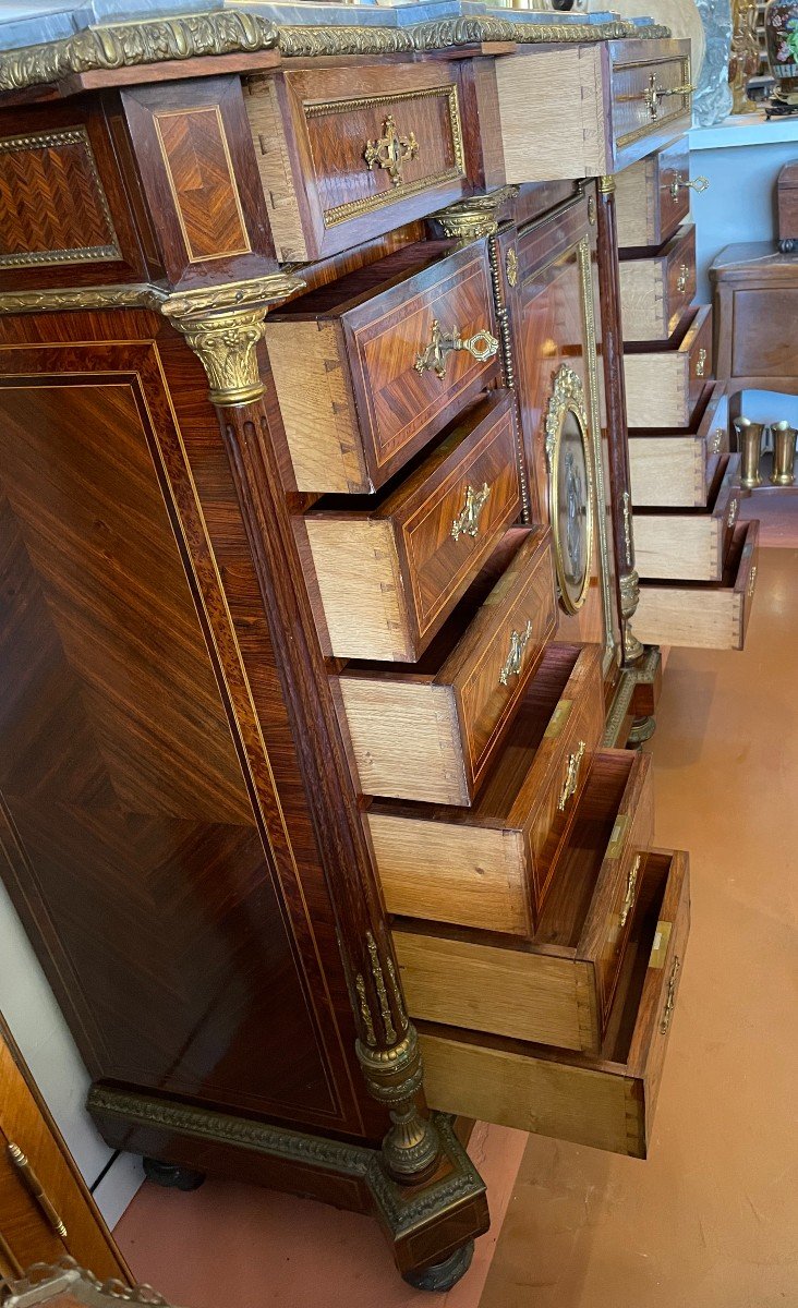 Important Buffet Furniture Support Marquetry Style Louis XVI Napoleon III By Fourdinois-photo-7