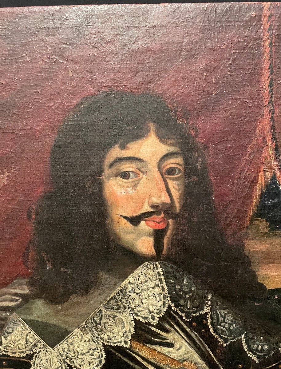 Tableau Portrait Louis XIII En Armure Époque XVIIIème-photo-2