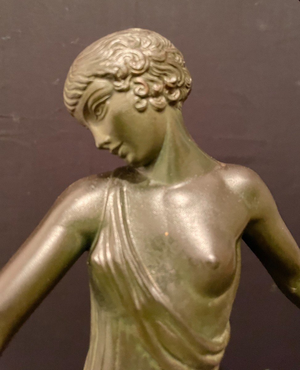 Statue Art Déco Danseuse Au Cerceau Par Le Faguays 46 cm-photo-1