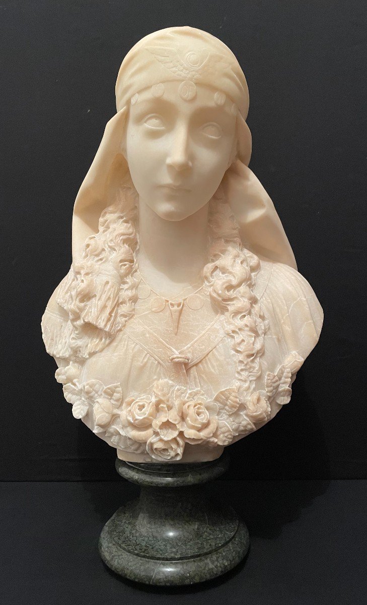 La Rose De Sharon Buste Femme Albâtre Italie XIXème 60 Cm