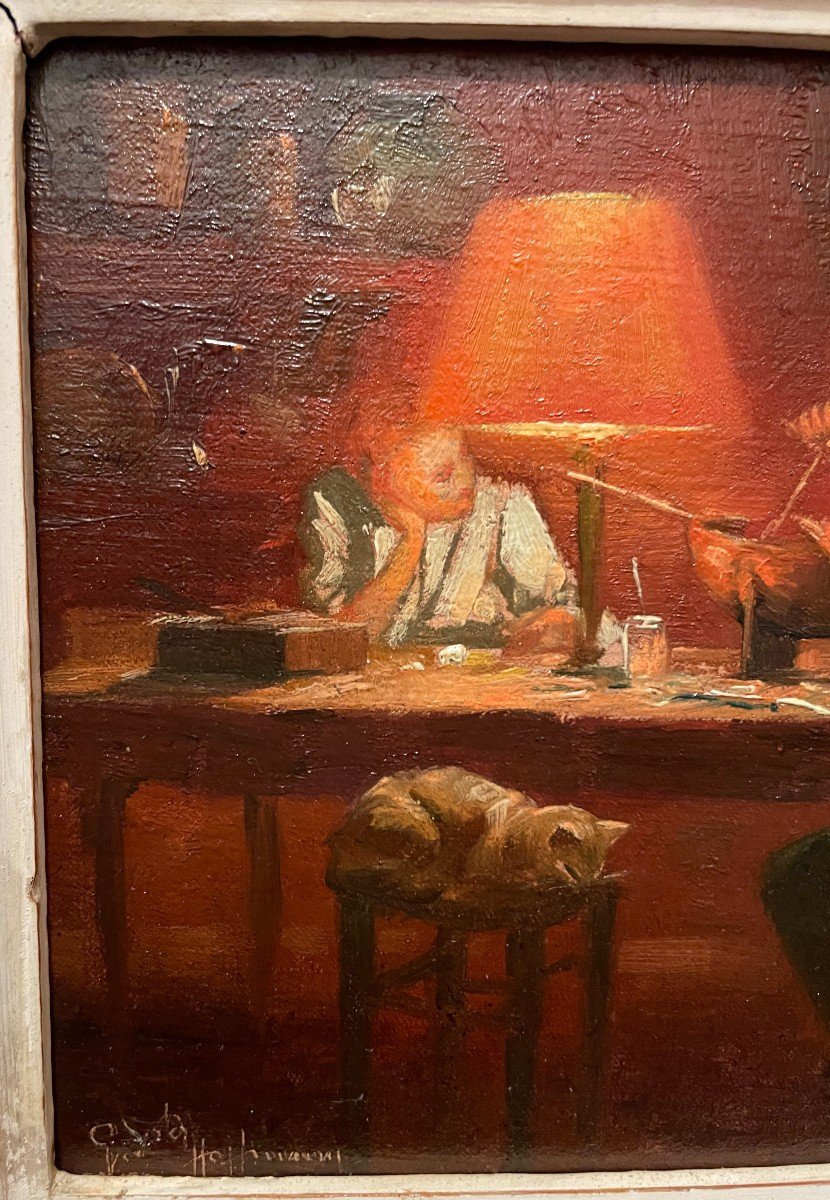 Painting The Designer Or The Apprentice Shipowner By Gaston Hoffmann-photo-4