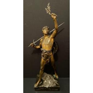 Large Bronze Virtutes Civilæ Ense And Labore By Picault 73 Cm Nineteenth Century