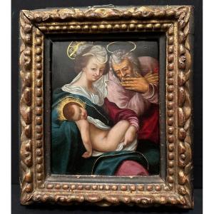 Painting The Holy Family Oil On Copper Flemish School Nineteenthcentury