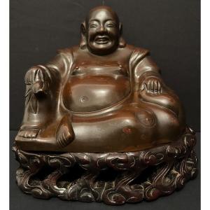 Chine Indochine Budai Bouddha Rieur Bronze Fin XIXème