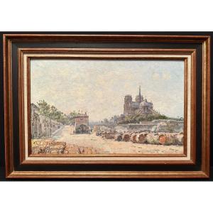 Painting The Quais Of Seine  And Notre-dame De Paris By émile-louis Méret 1901
