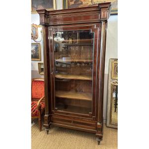 Library Showcase Louis XVI Style Mahogany And Brass Napoleon III Nineteenth Century