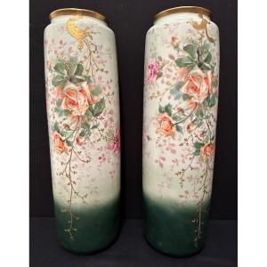 Important Pair Of Porcelain Vases From Limoges Tressemann & Vogt Late Nineteenth Century.