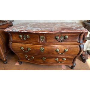 Louis XV Bordeaux Mahogany From Cuba Commode Harbour Furniture Bronzes With Crowned C Period 18th