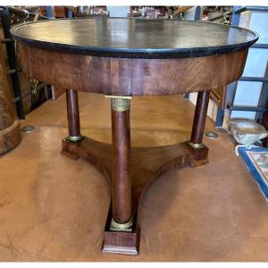 Round Mahogany Pedestal Table Empire Period