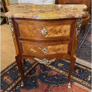 Small Louis XV Style Marquetry Commode Late 19th Century