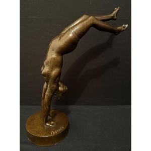 Bronze Woman Circus Acrobat By J Bonnahe Late 19th Century