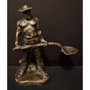 Bronze The Earthworker By Aimé- Jules Dalou Susse Frères Fondeurs 19th Century