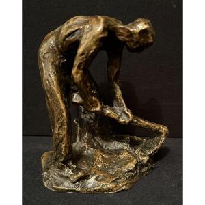 Bronze Le Bineur à La Houe Par Aimé- Jules Dalou Susse Frères Fondeurs XIXème