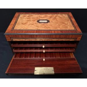 Cigar Humidor Marquetry Napoleon III Period 19th Century