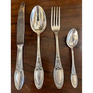Ercuis Silver Plated  Metal Cutlery Set Empire Model 49 Pieces