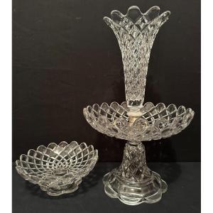 Baccarat Centre De Table 40,5 cm Et Coupe Sur Pied  Cristal XIXème