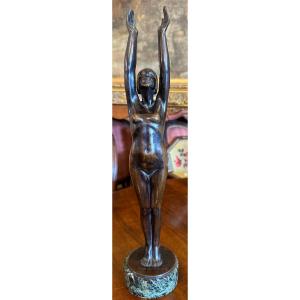 Bronze Art Déco femme nue par le sculpteur  d'origine ukrainienne RAPHAEL-SCHWART fonte Rudier
