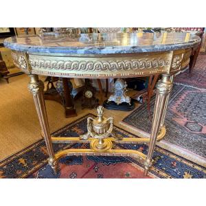 Console Louis XVI demi lune en bois sculpté doré  époque XVIIIème