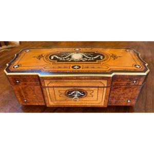 Marquetry Glove Box From The Napoleon III Era, By Vene Frères In Bordeaux, Circa 1860