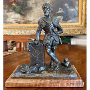 Sculpture bronze maréchal de France en armure fin XIXème