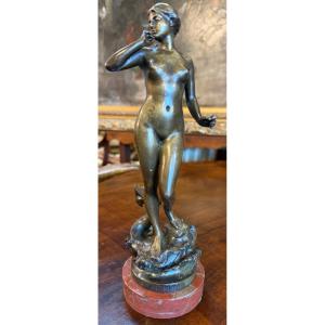 Small Art Nouveau Bronze Sculpture Of Woman  Goddess  Amphitrite  By Valentin Deplechin 1893