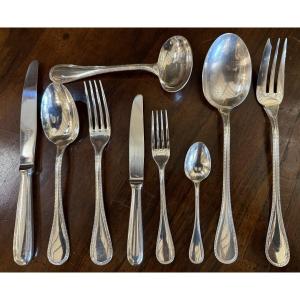 Christofle Menagère 6 Personnes Modèle Perle 39 Pieces