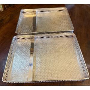 Le Concorde Pair Of Silver Plated Service Trays British Airways 1st Class 1970