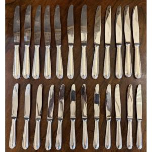Christofle 24-piece Perle Knife Set: 12 Dinner Knives And 12 Dessert Knives