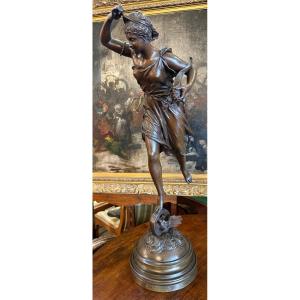 Importante sculpture bronze femme La Fortune par Ernest RANCOULET 81 cm XIXème