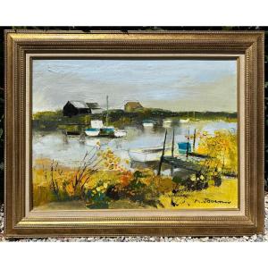 Michel Jouenne grand tableau Le port vendéen