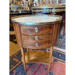 Chevet tambour ovale acajou style Louis XVI époque Napoléon III XIXème