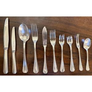 Christofle ménagère 18 personnes Art Déco design Luc Lanel modèle Boréal 191 pièces