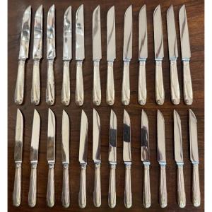 Christofle 24 Knives With Solid Silver Handles Cluny Model