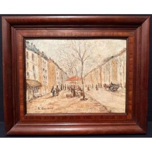 Louis Hilaire Carrand, Painting Depicting A Market Scene On Boulevard De La Croix-rousse In Lyon, 19th Century