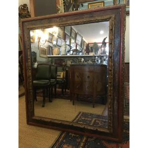 Large  Frame 18th-century Spanish  Mounted In Mirror .