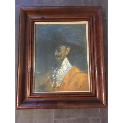 Pastel Painting Man With Lace Collar By Baudichon