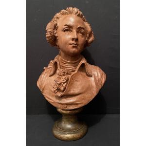 Buste De Mozart En Terre Cuite Par A de Carrier-Belleuse XIXème