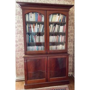 19th Century English Mahogany Glass Bookcase